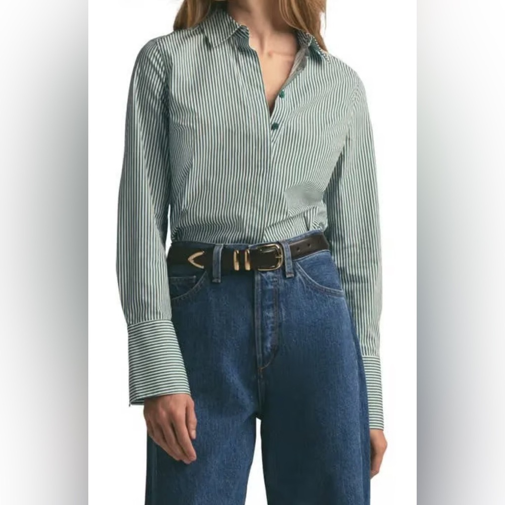 Favorite Daughter Green Striped Button-down